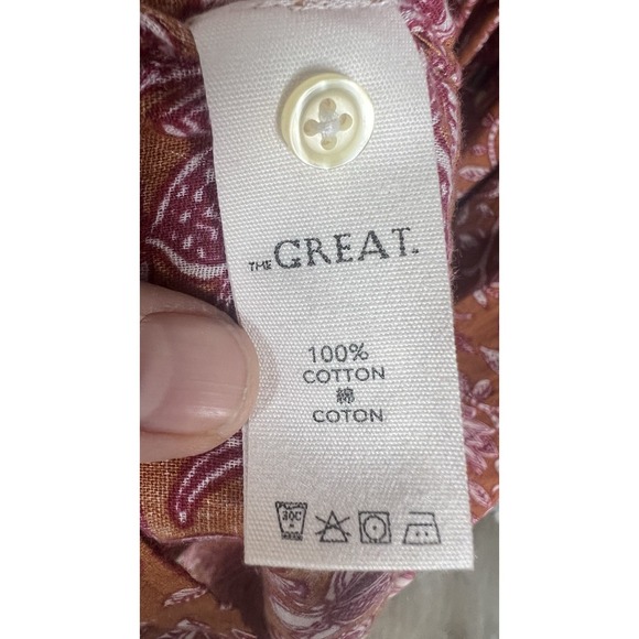 THE GREAT Medium Shoreline Coverup Floral Tan Tie-Waist Cottagecore MIDI Dress - Picture 14 of 16